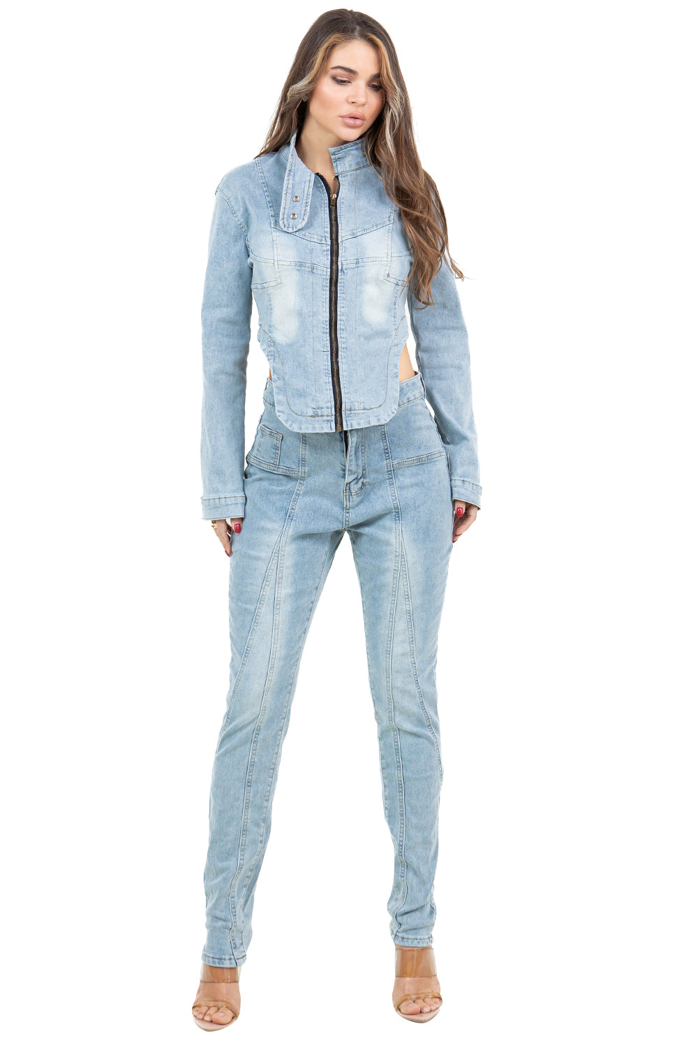 WOMEN FASHION DENIM TWO PIECE PANTS SET