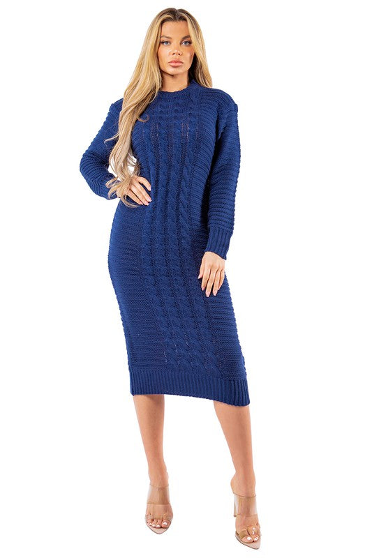 WOMEN FASHION LONG MAXI SWEATER DRESS