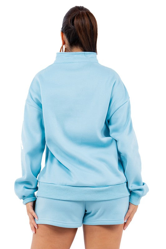 WOMEN FASHION SWEATSHIRT AND SHORT SET