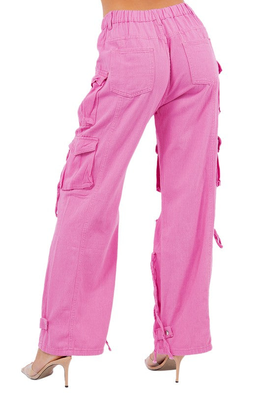 WOMEN FASHION CARGO STYLE DENIM PANTS