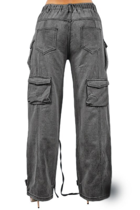 WOMEN CARGO STYLE DENIM PANTS