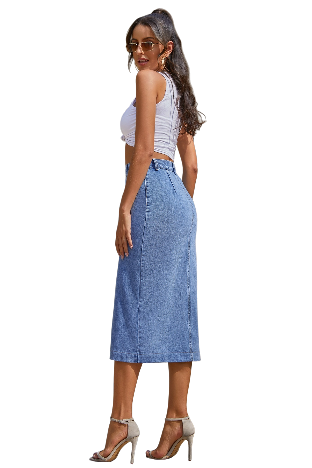 WOMEN FASHION DENIM LONG MAXI SKIRT