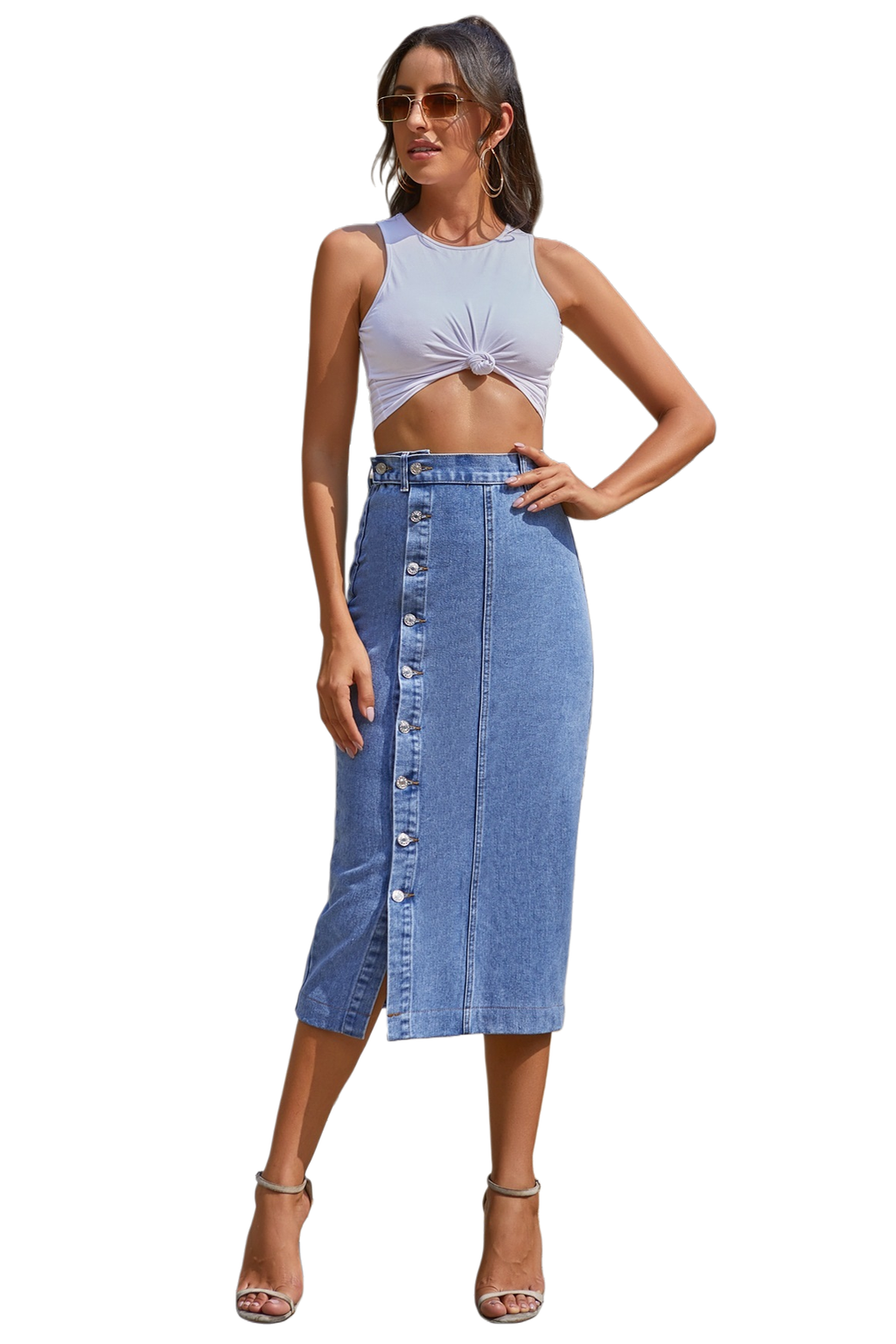 WOMEN FASHION DENIM LONG MAXI SKIRT