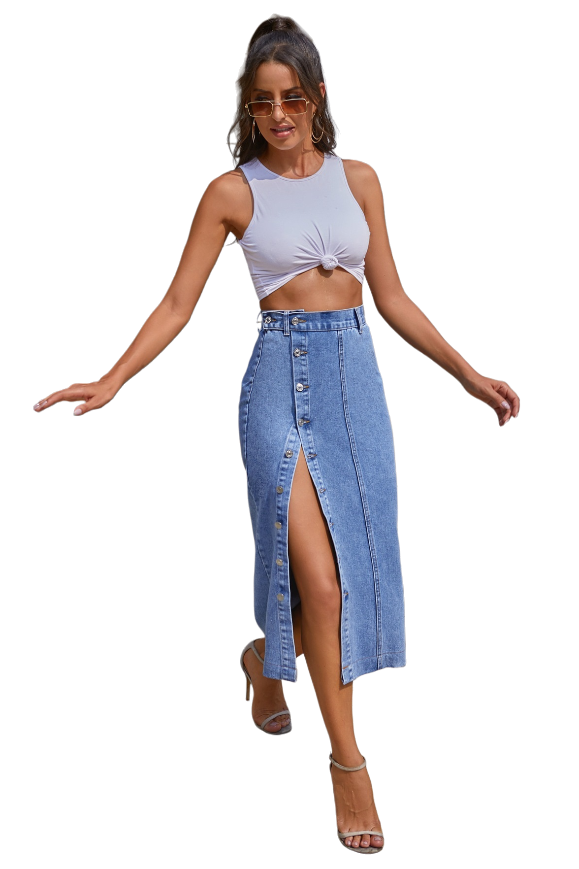 WOMEN FASHION DENIM LONG MAXI SKIRT