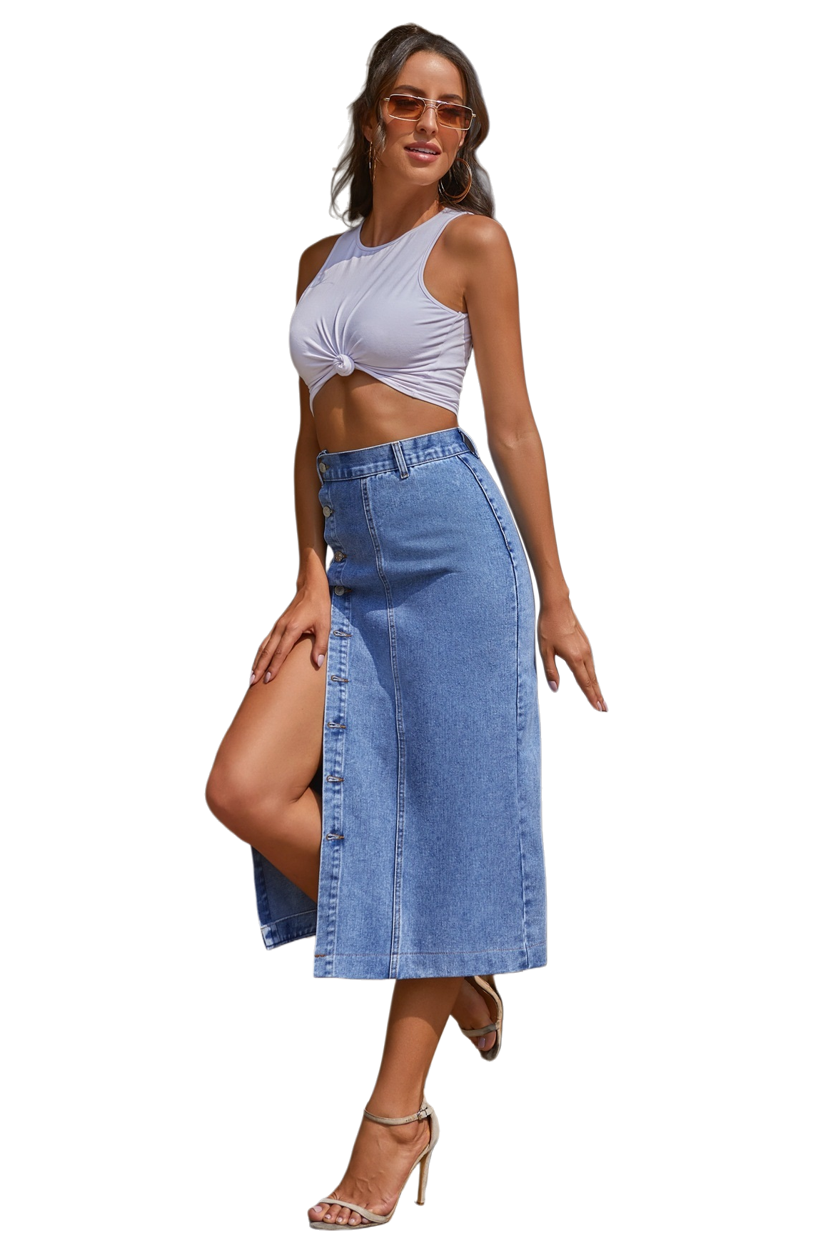WOMEN FASHION DENIM LONG MAXI SKIRT