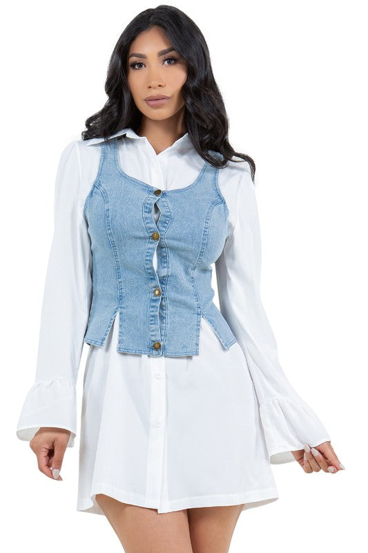 WOMEN FASHION CASUAL SHIRT DRESS