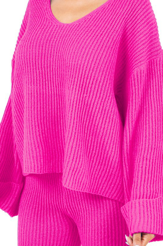 WOMEN FASHION 2PCS SWEATER PANTS SET