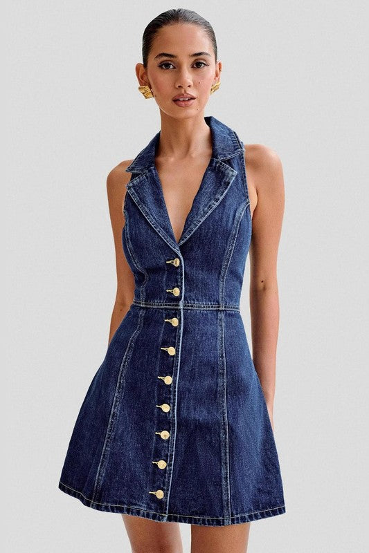 WOMEN FASHION DENIM MINI DRESS