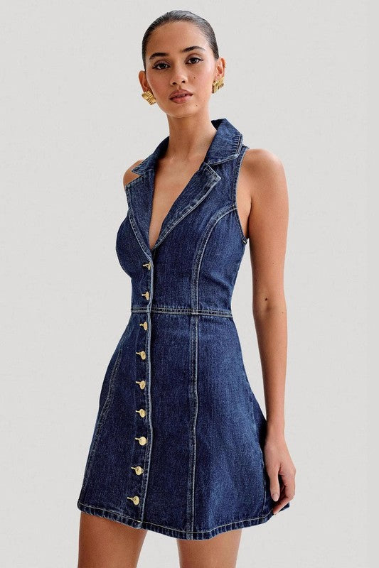 WOMEN FASHION DENIM MINI DRESS