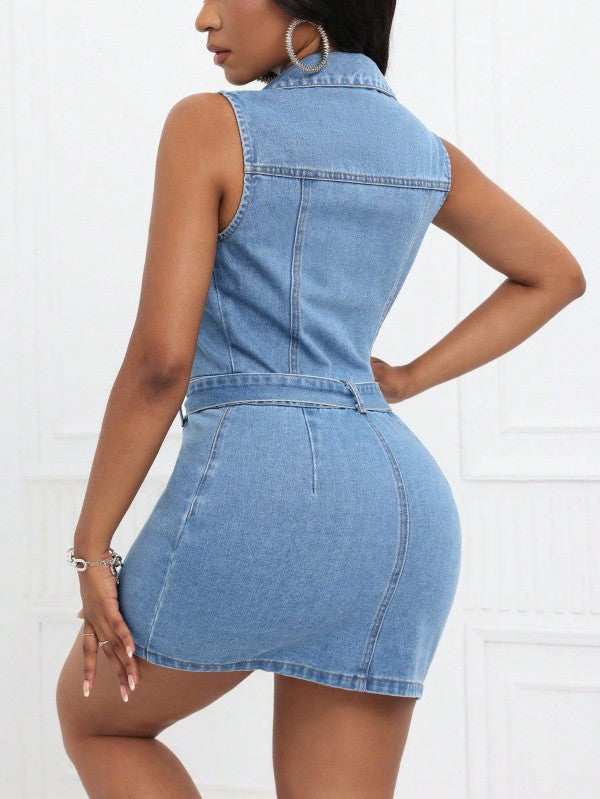 WOMEN FASHION DENIM MINI DRESS