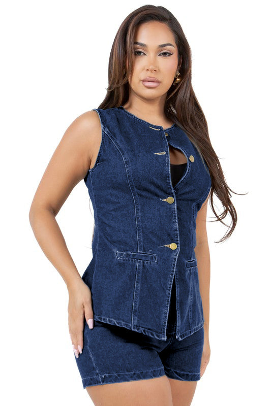 WOMEN FASHION DENIM TWO PIECE SET