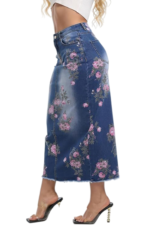 WOMEN FASHION DENIM LONG MAXI SKIRT