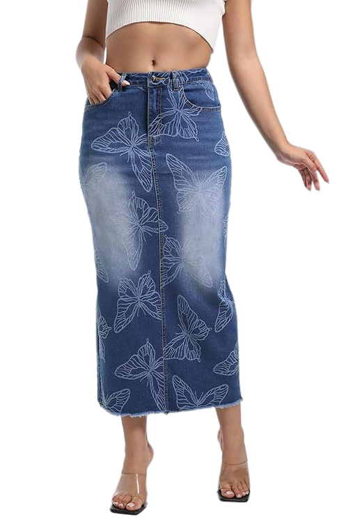 WOMEN FASHION DENIM LONG MAXI SKIRT