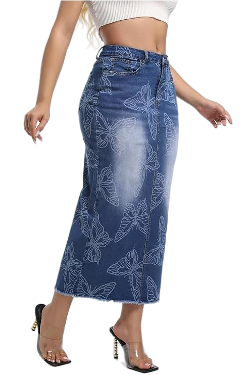 WOMEN FASHION DENIM LONG MAXI SKIRT