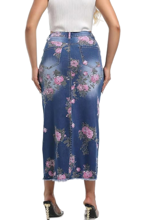 WOMEN FASHION DENIM LONG MAXI SKIRT