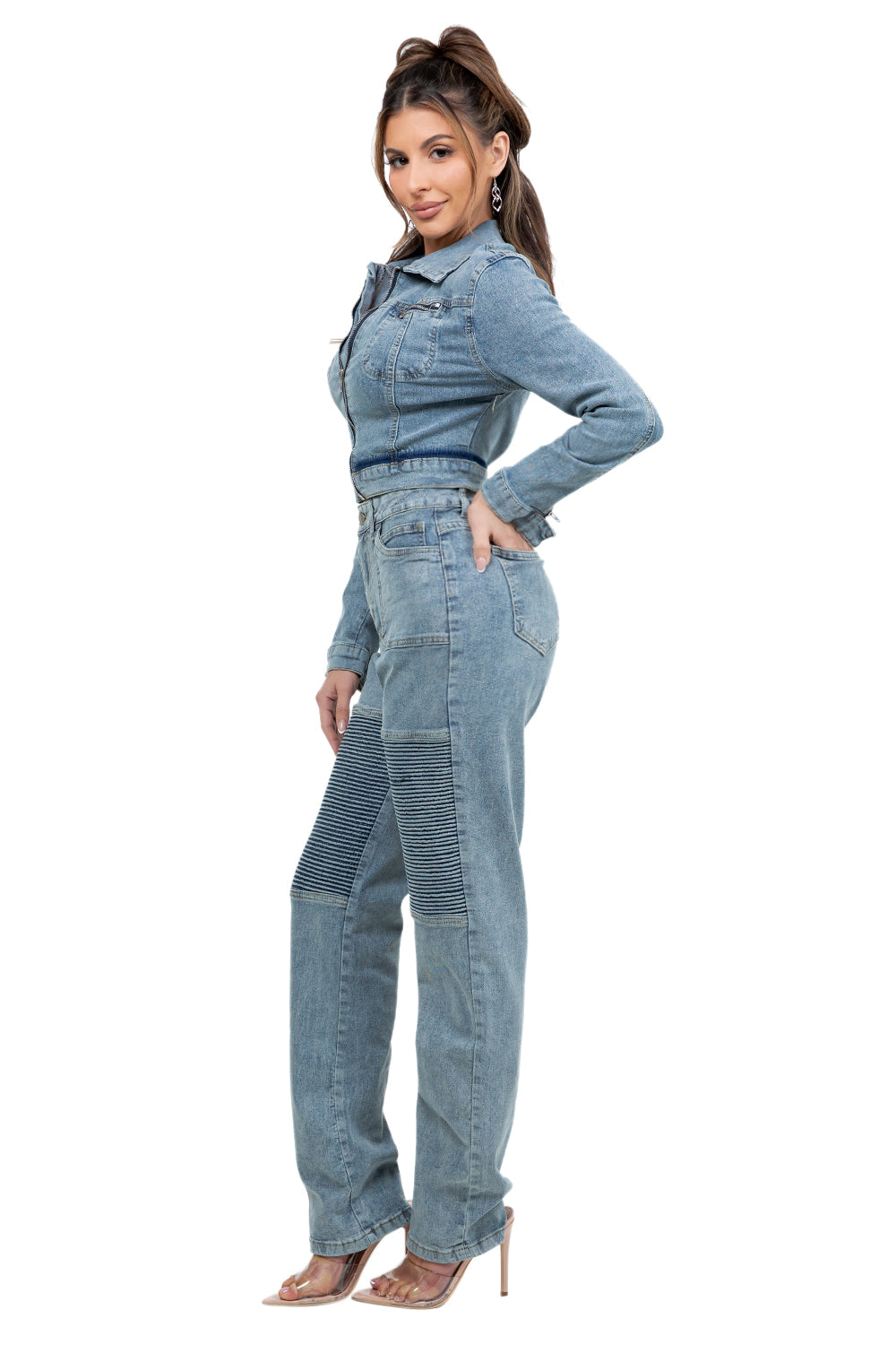 WOMEN FASHION DENIM TWO PIECE PANTS SET