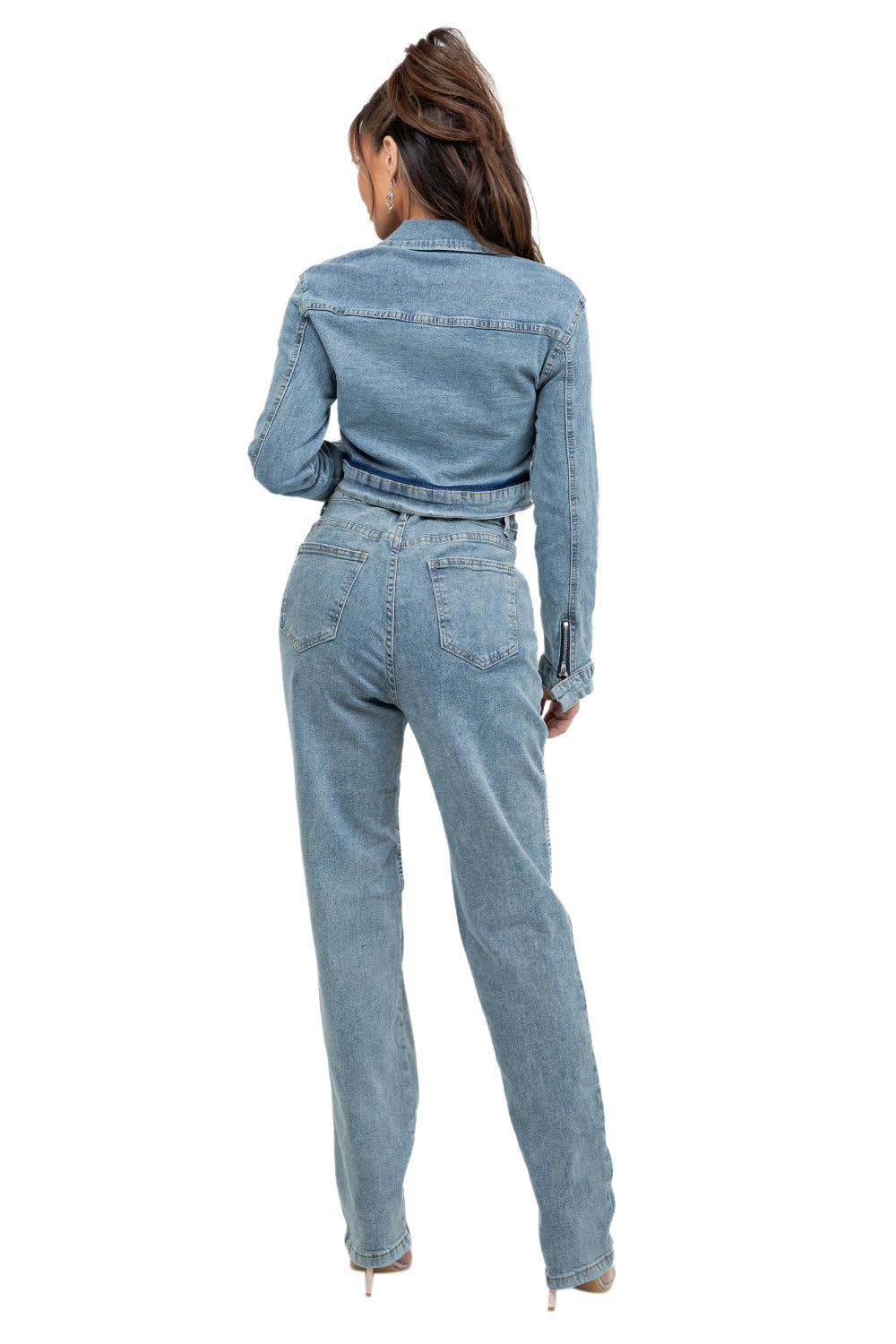 WOMEN FASHION DENIM TWO PIECE PANTS SET