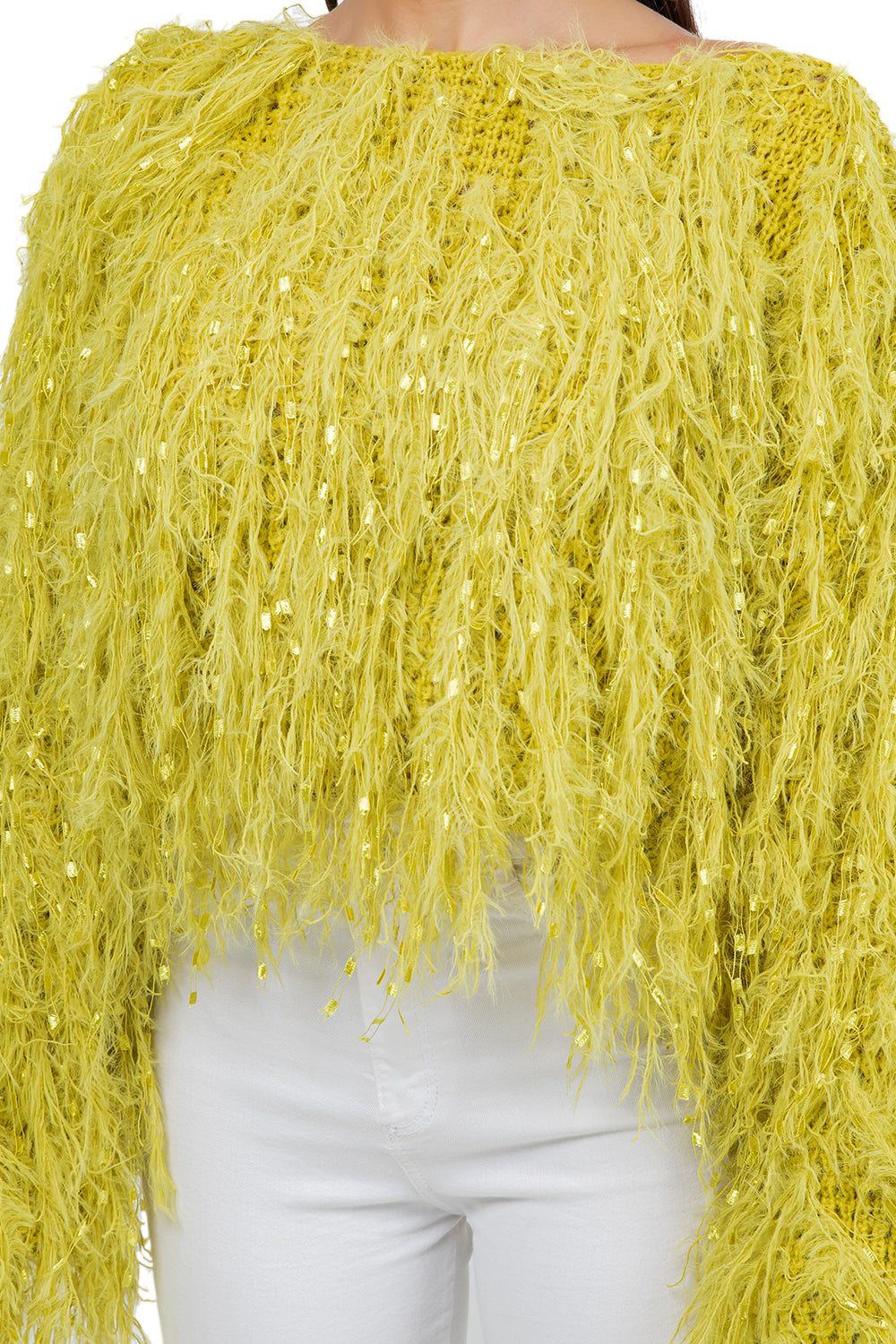 WOMEN FASHION FUZZY SEQUIN SWEATER