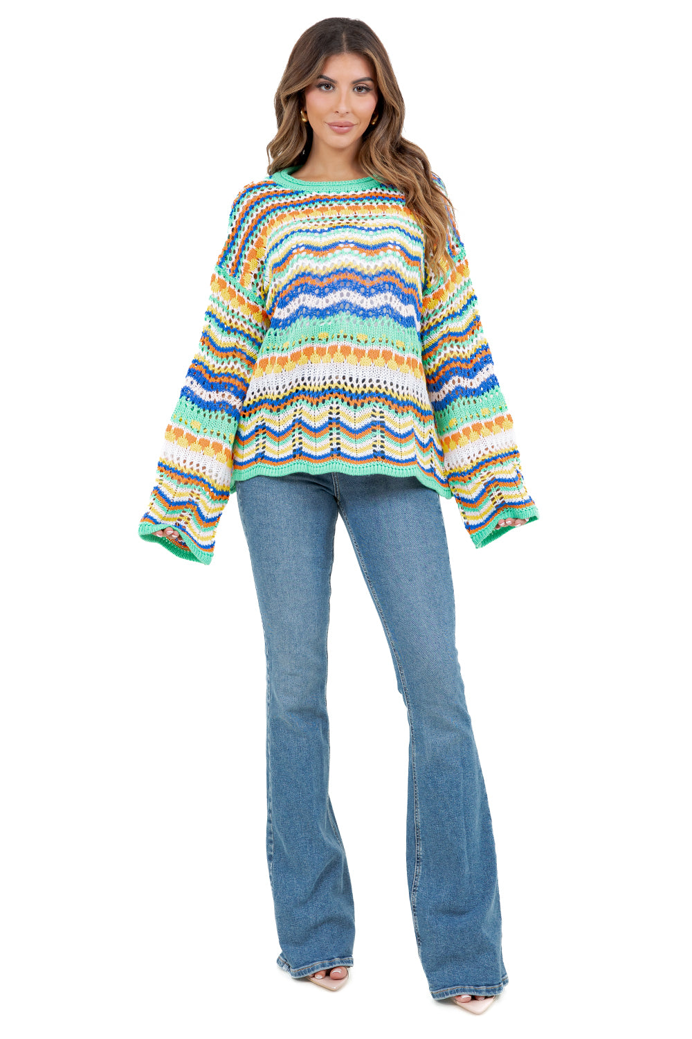 WOMEN FASHION TWO TONED OVERSIZE SWEATER