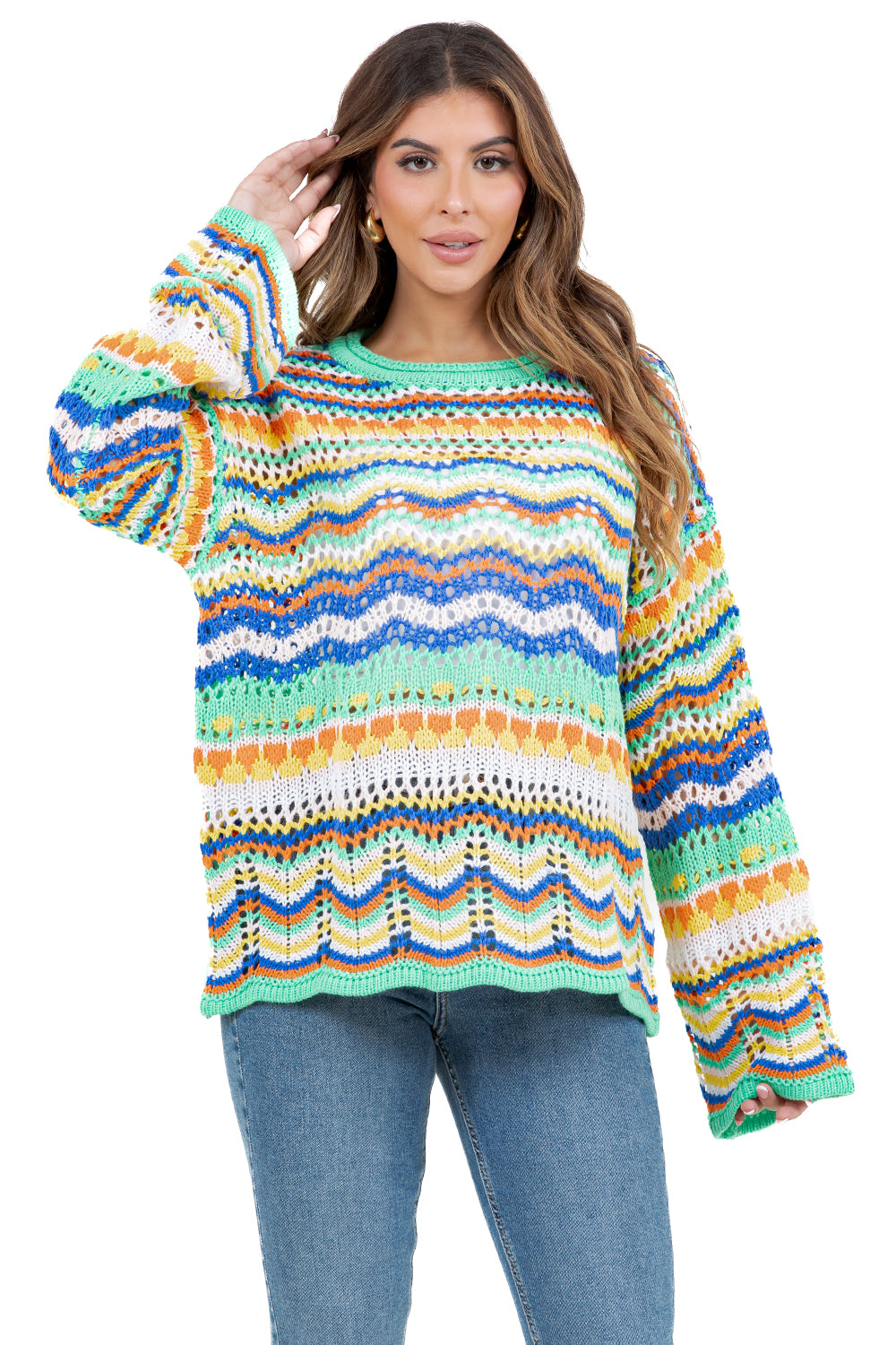 WOMEN FASHION TWO TONED OVERSIZE SWEATER