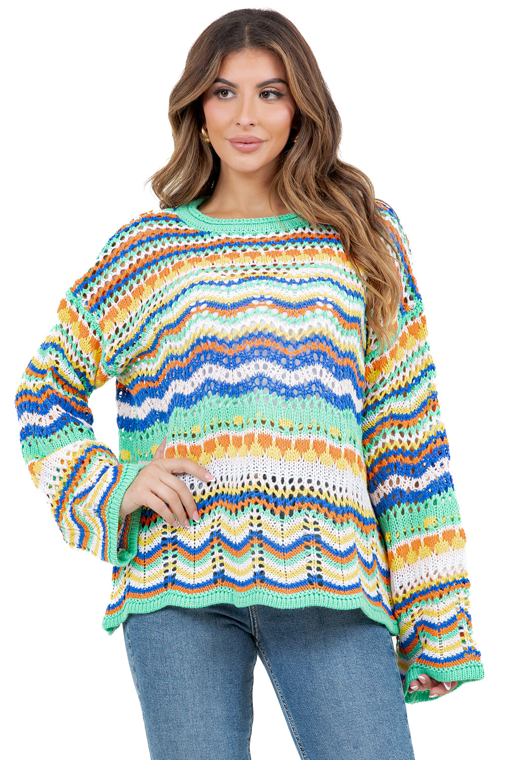 WOMEN FASHION TWO TONED OVERSIZE SWEATER