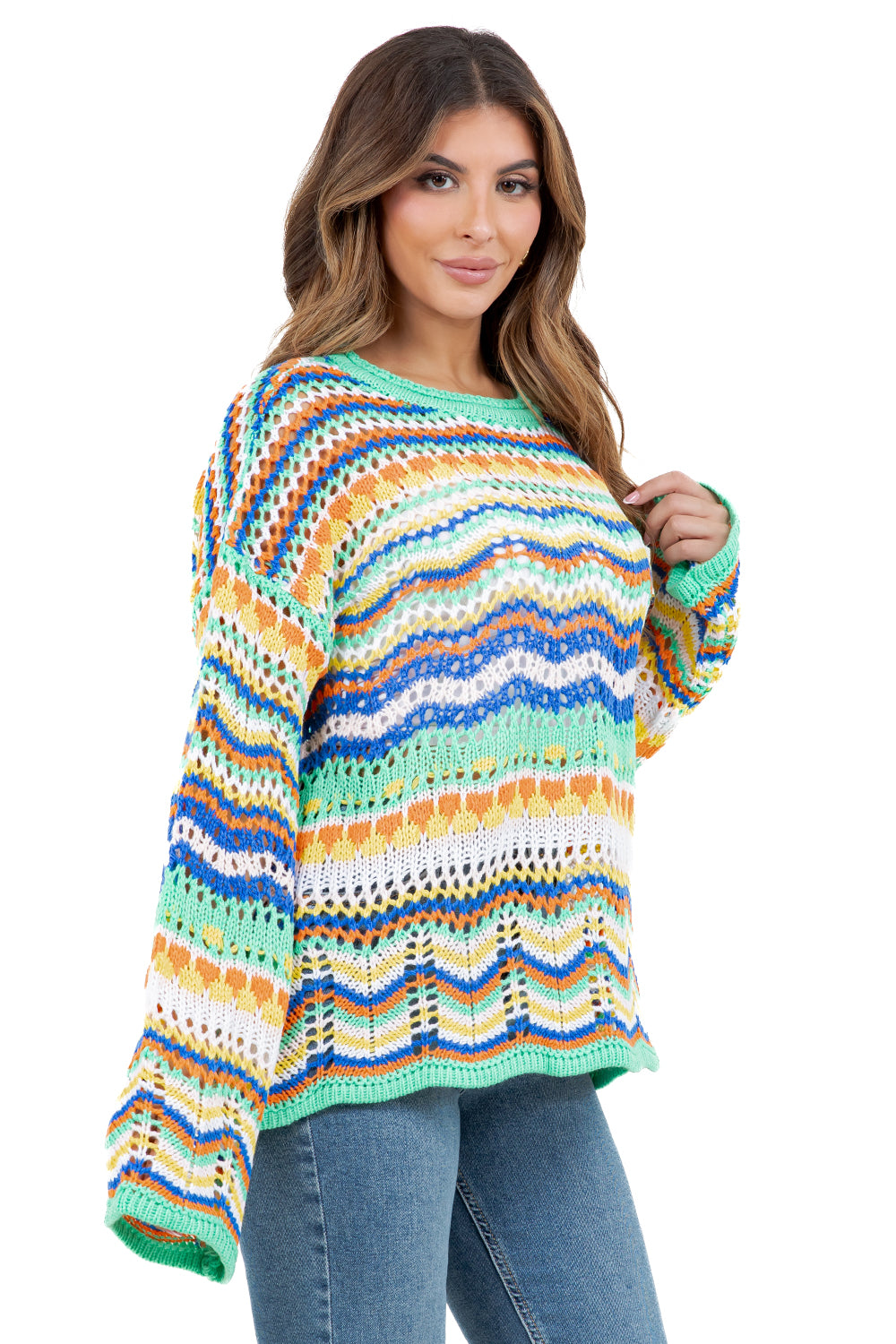 WOMEN FASHION TWO TONED OVERSIZE SWEATER