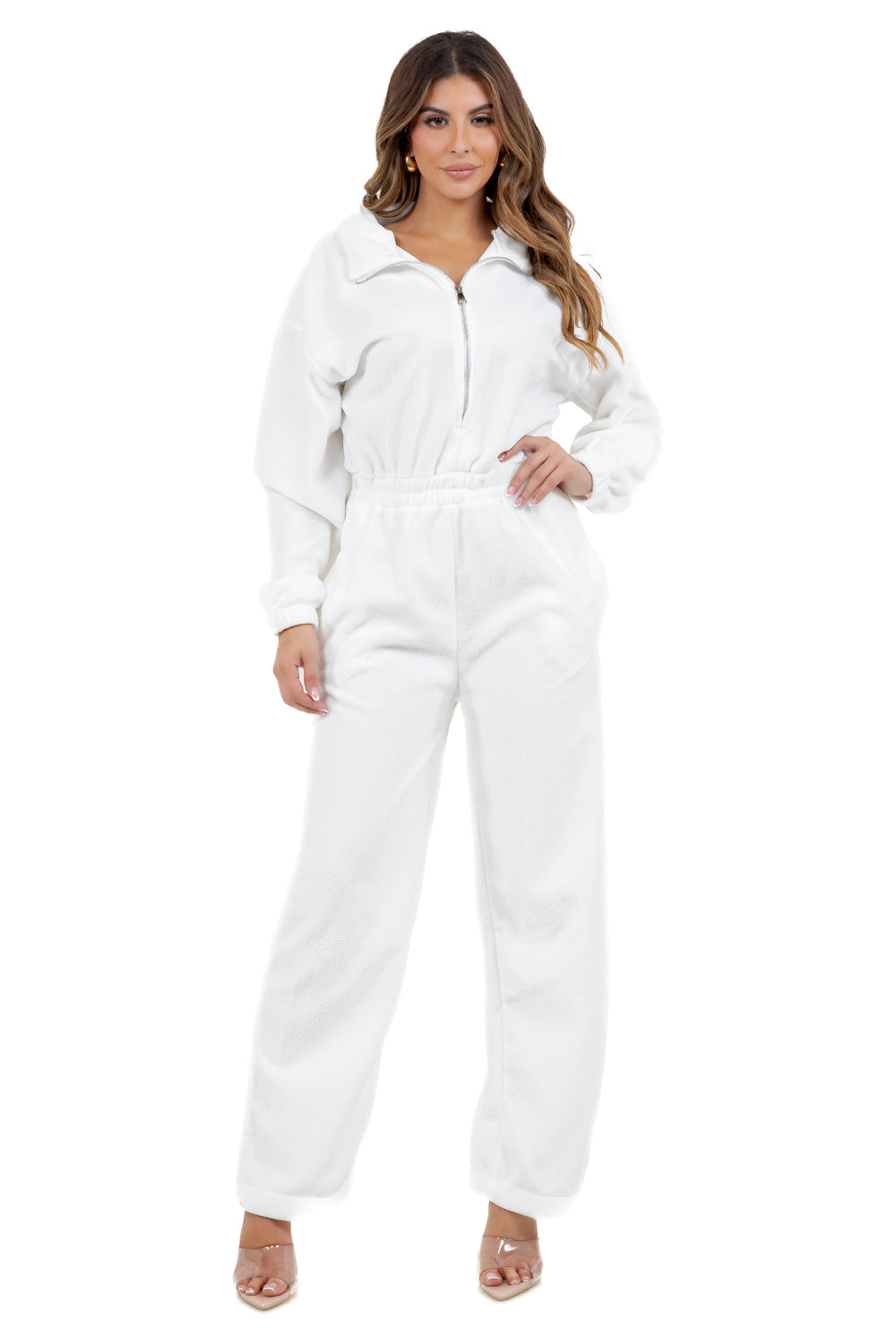 WOMEN FASHION FLEECE CASUAL JUMPSUIT