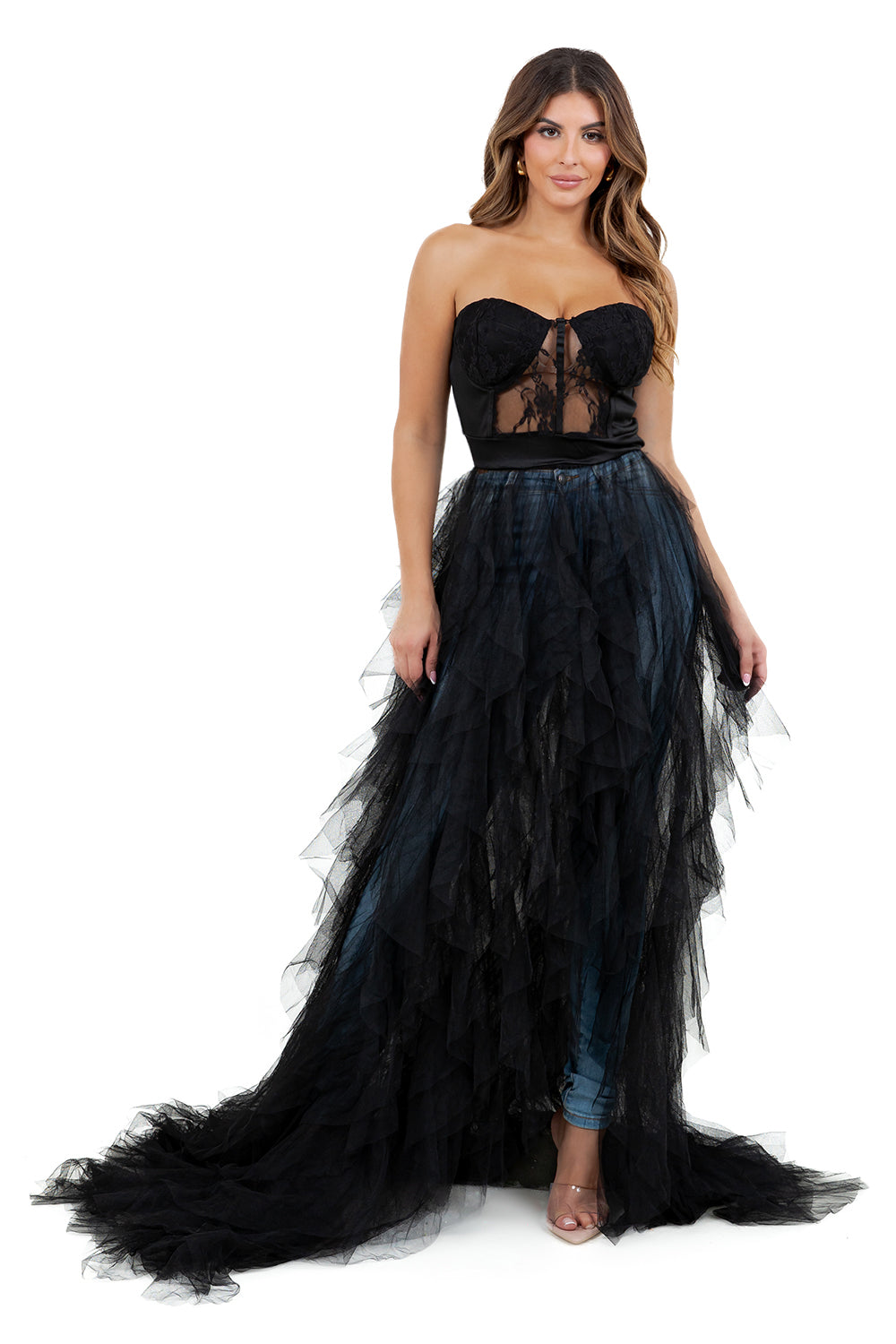 WOMEN FASHION EVENING LONG MAXI MESH DRESS