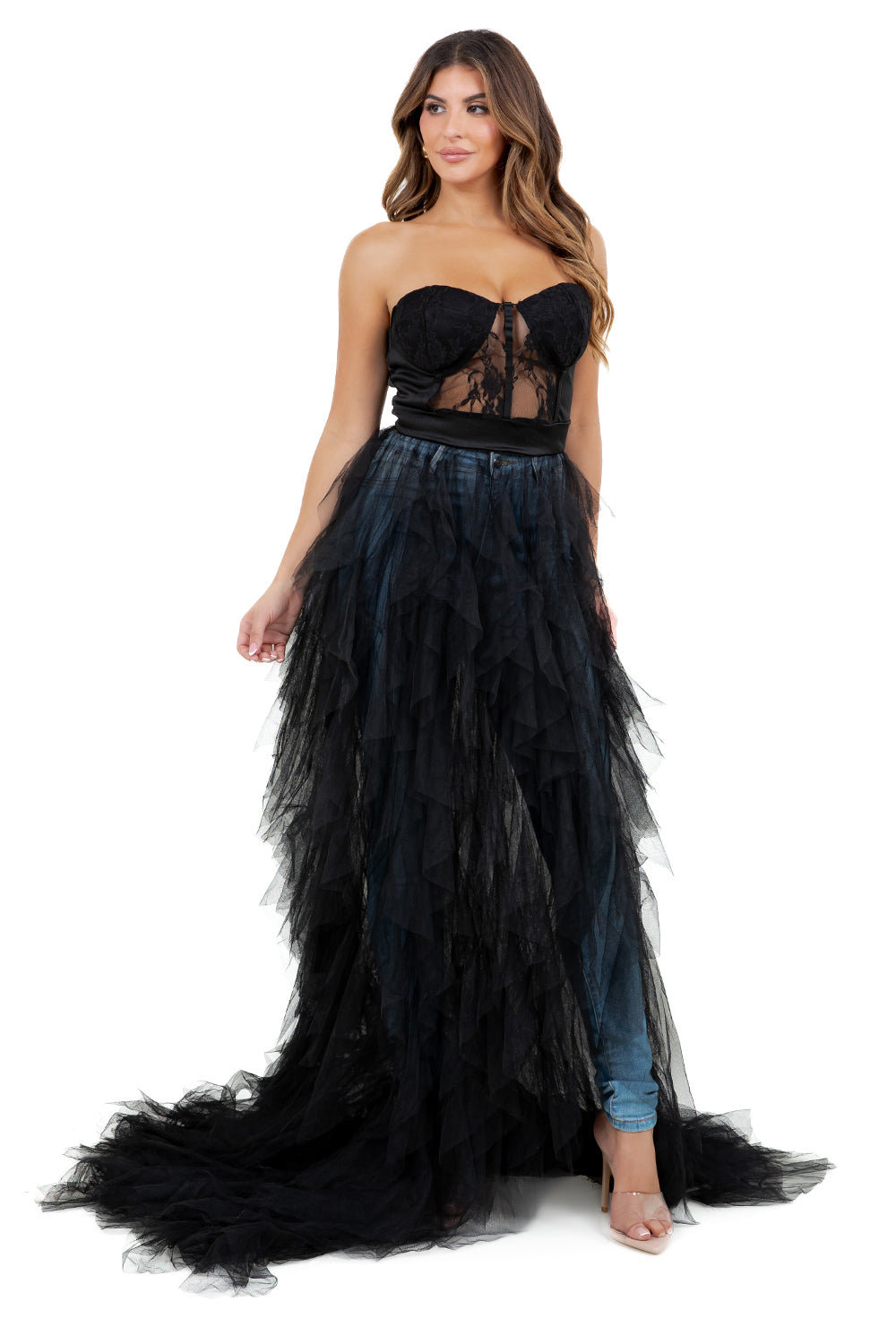 WOMEN FASHION EVENING LONG MAXI MESH DRESS