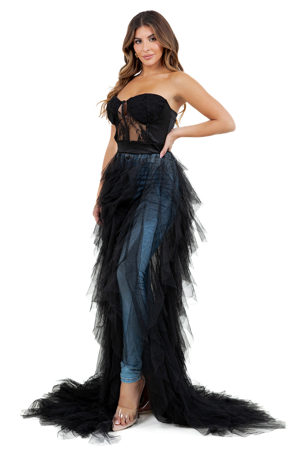WOMEN FASHION EVENING LONG MAXI MESH DRESS