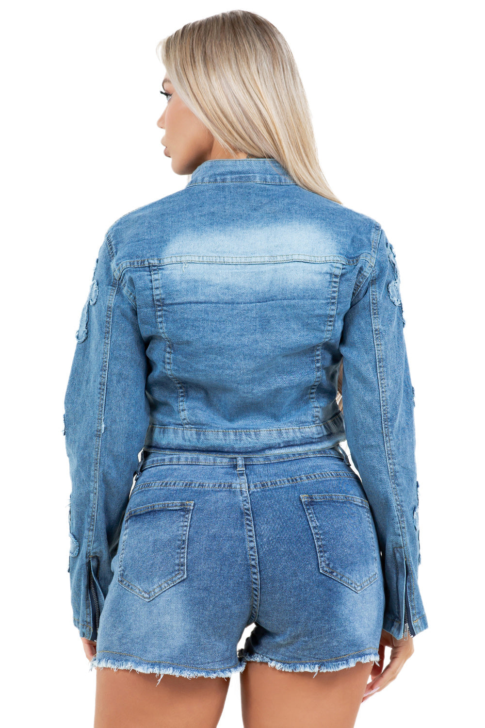 WOMEN FASHION DENIM TWO PIECE SHORT SET