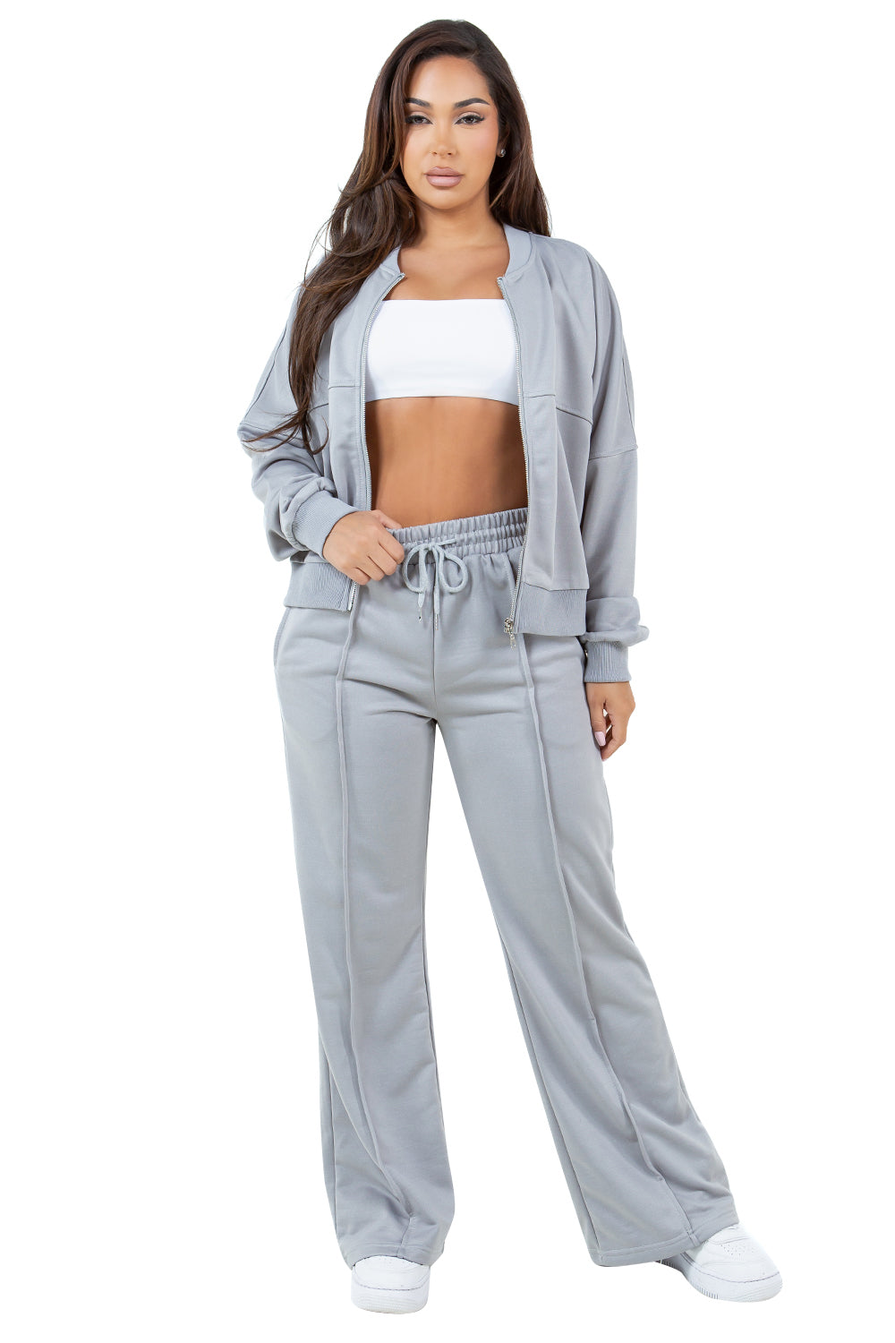 WOMEN FASHION ZIP SWEATSUITS PANT SET