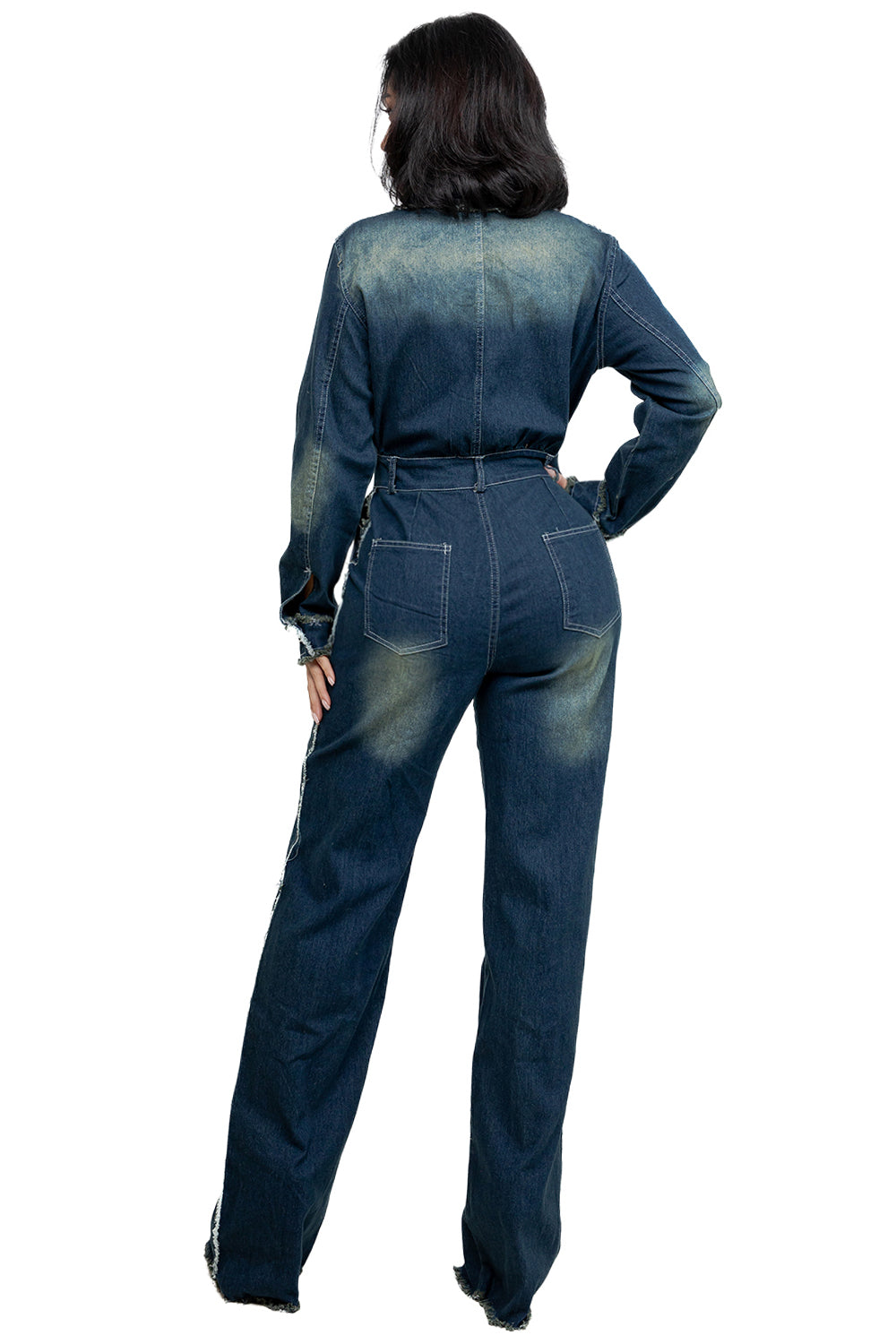WOMEN FASHION DENIM LONG SLEEVES JUMPSUIT