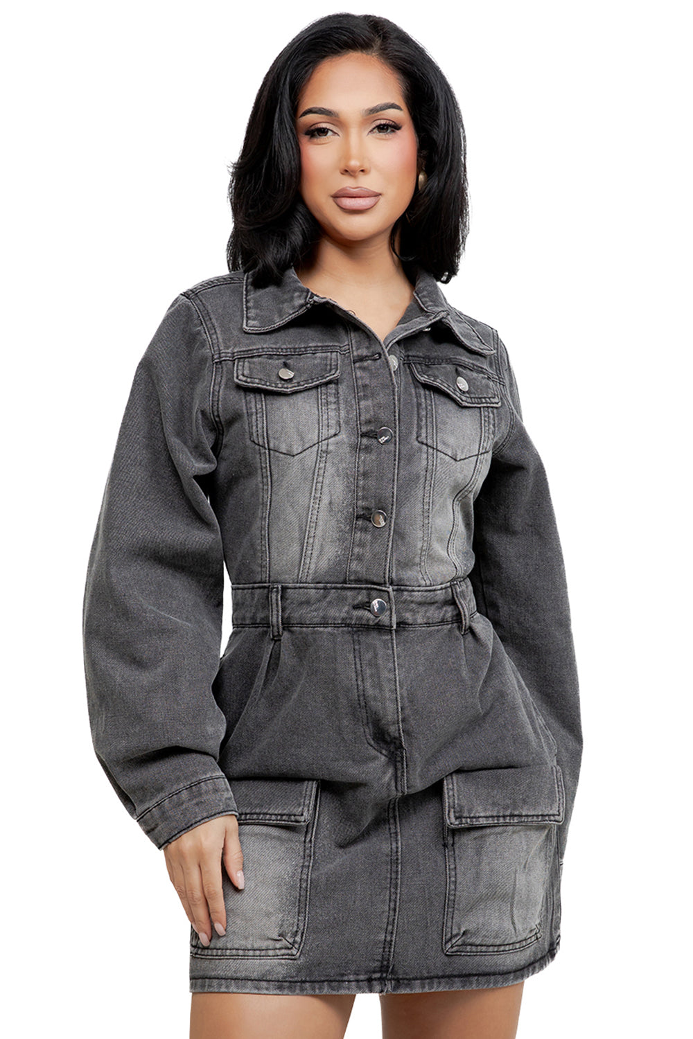 WOMEN FASHION DENIM MINI DRESS