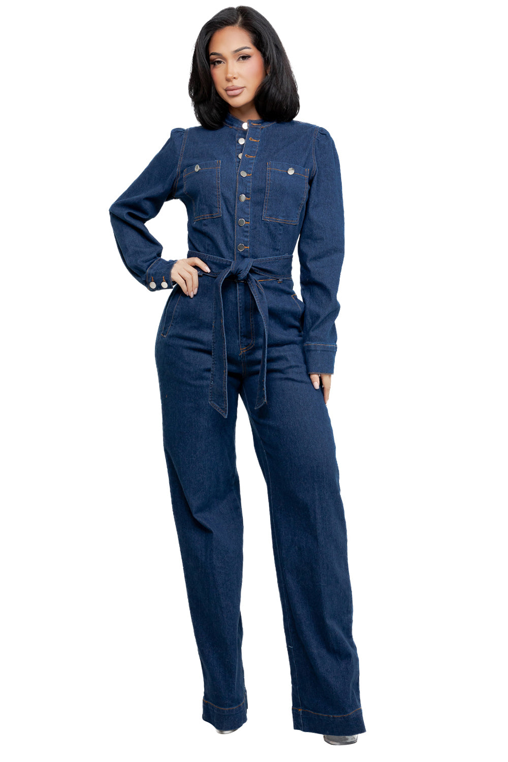 WOMEN FASHION DENIM LONG SLEEVES JUMPSUIT