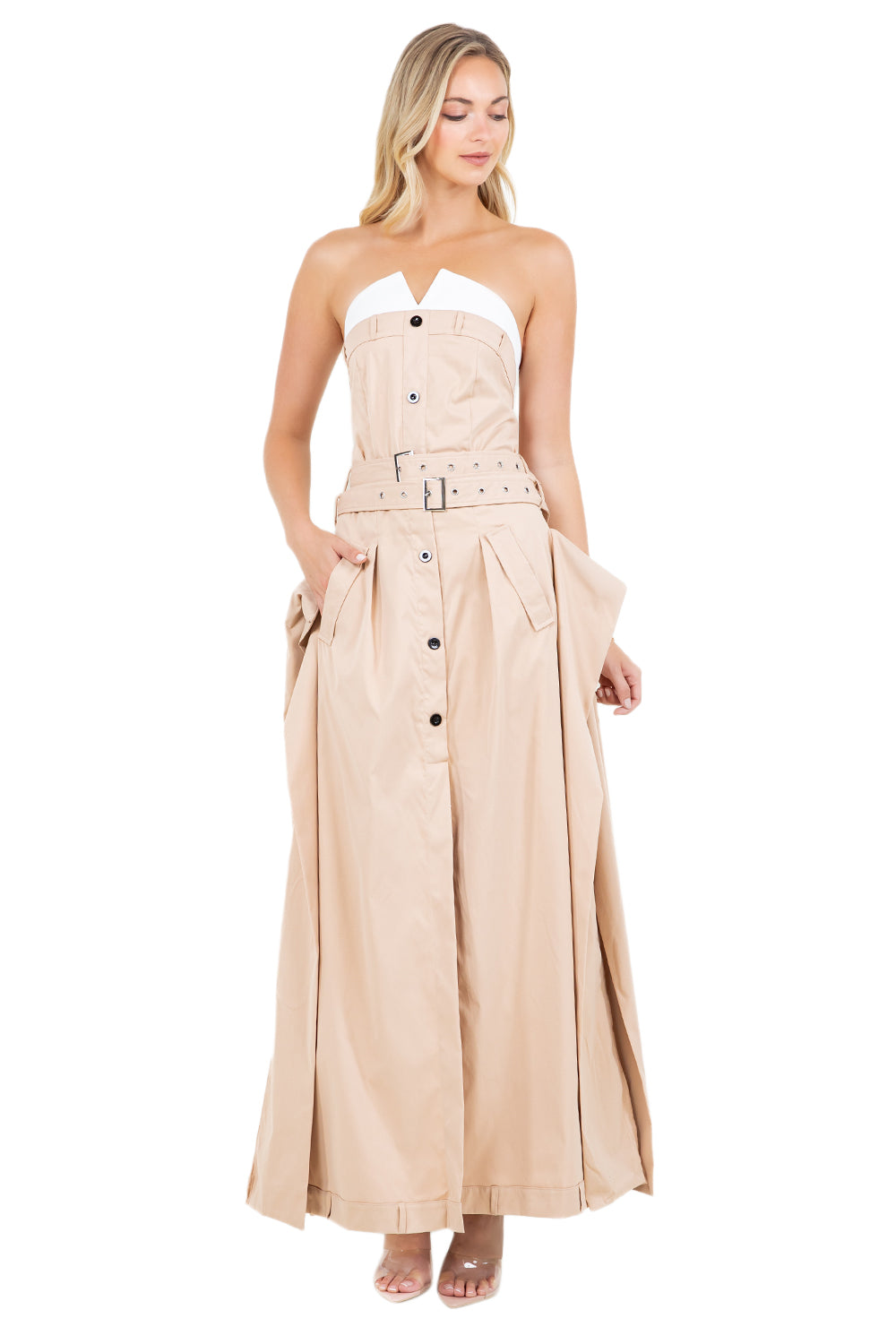 WOMEN FASHION STRAPLESS LONG MAXI DRESS