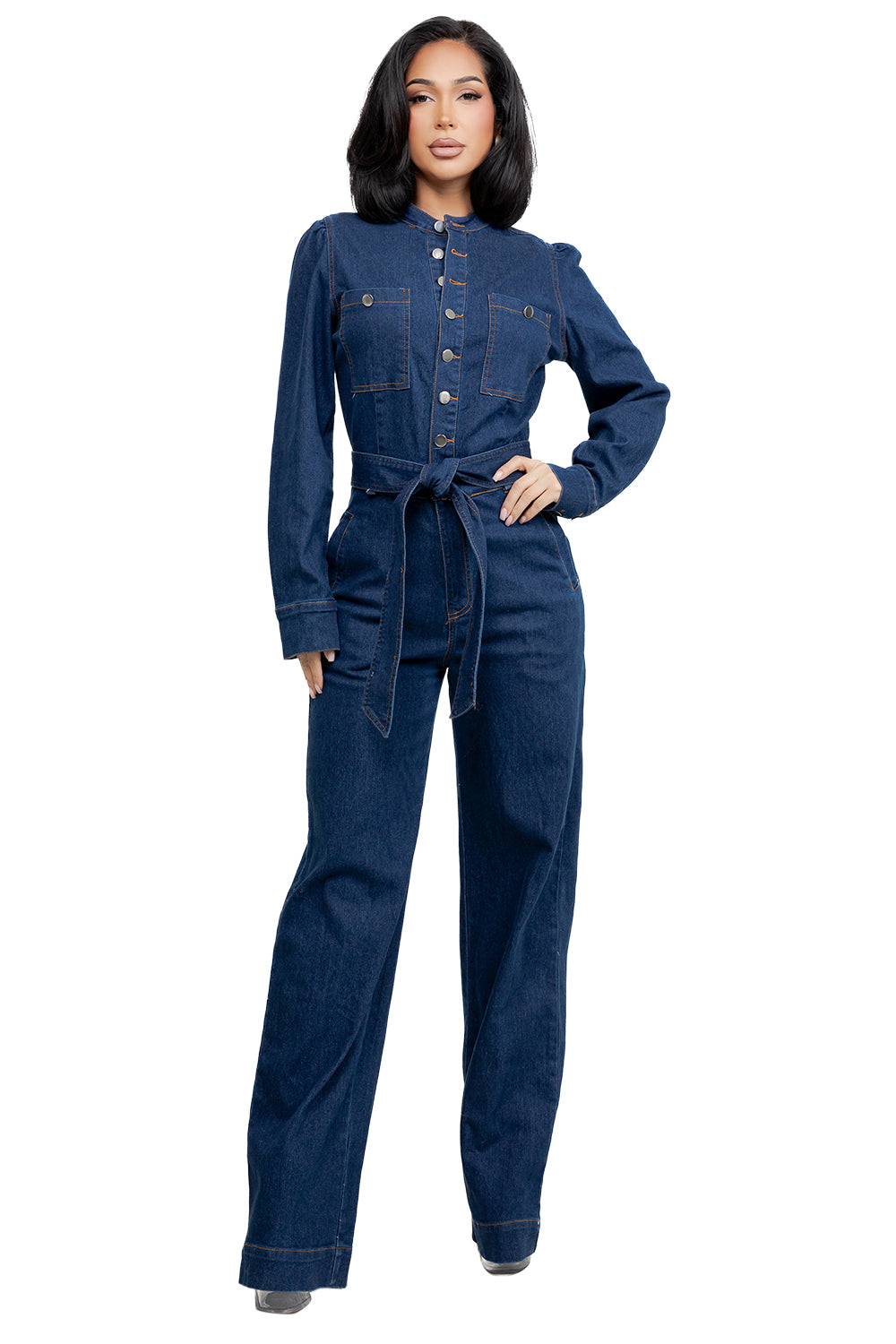 WOMEN FASHION DENIM LONG SLEEVES JUMPSUIT