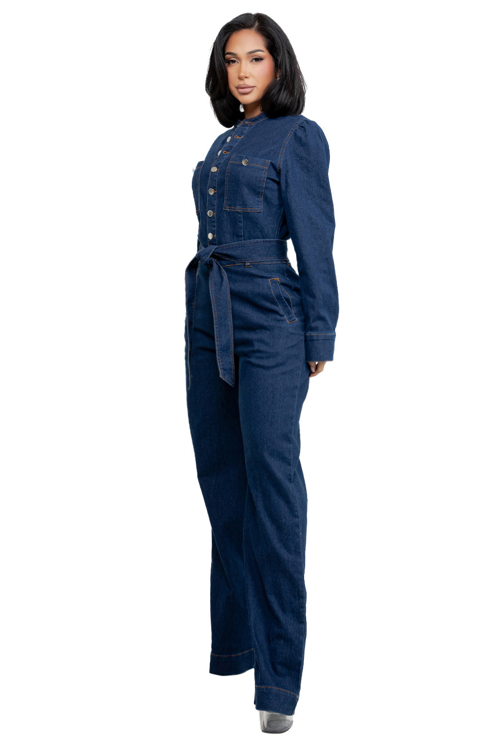 WOMEN FASHION DENIM LONG SLEEVES JUMPSUIT