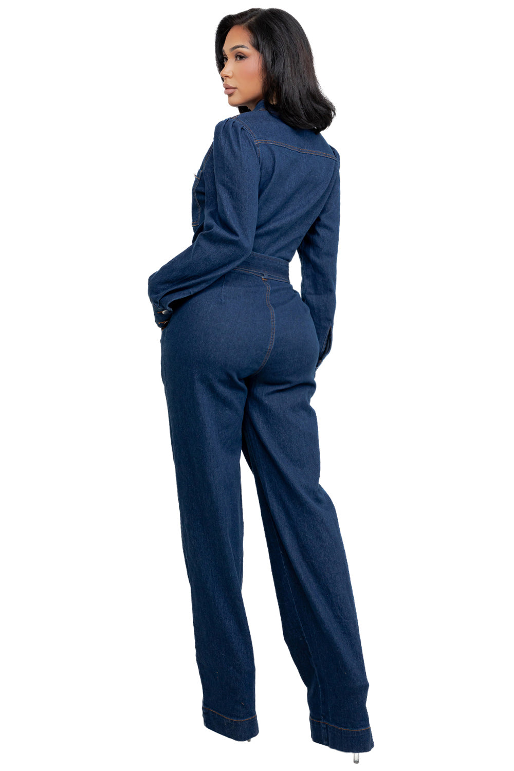 WOMEN FASHION DENIM LONG SLEEVES JUMPSUIT