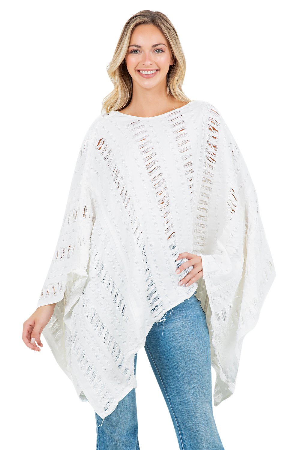 WOMEN FASHION DENIM LOOSE CAPE TOP