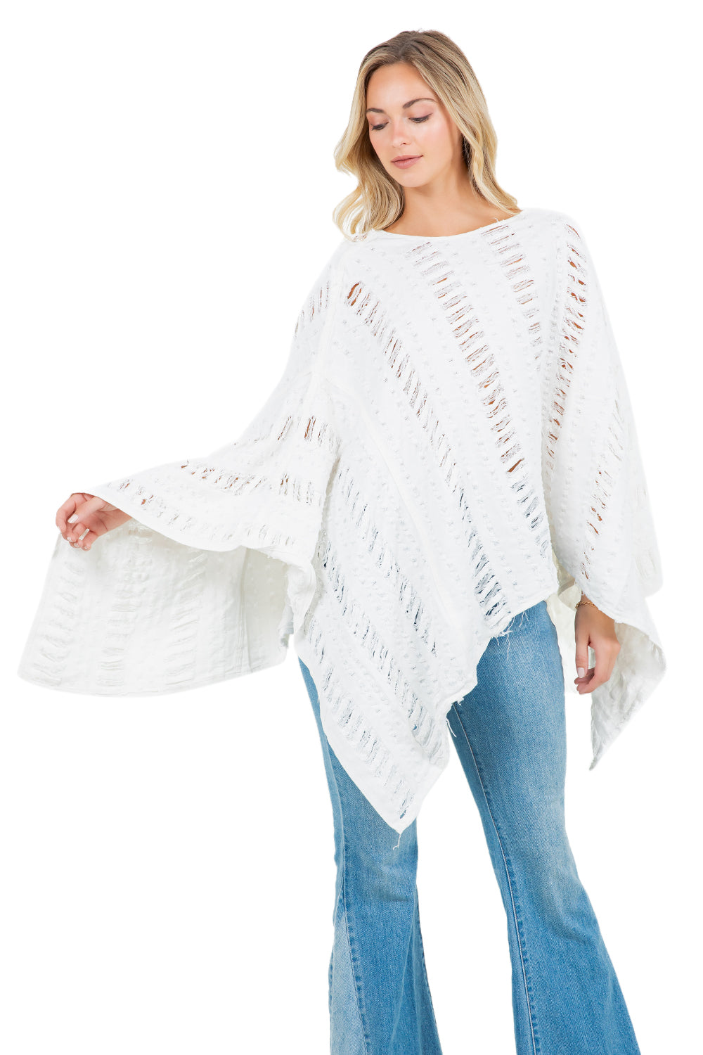 WOMEN FASHION DENIM LOOSE CAPE TOP