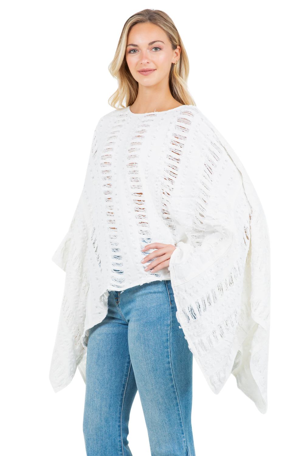 WOMEN FASHION DENIM LOOSE CAPE TOP