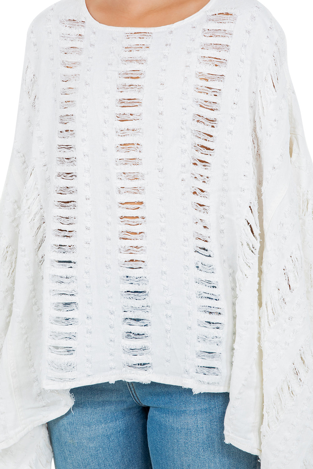 WOMEN FASHION DENIM LOOSE CAPE TOP