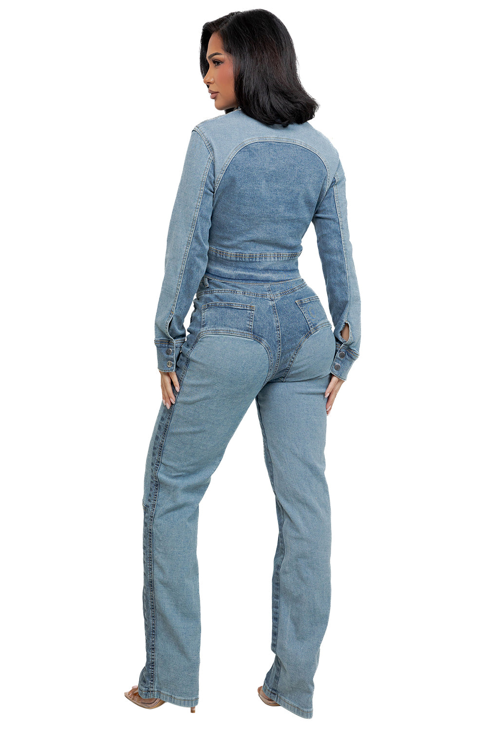 WOMEN FASHION DENIM TWO PIECE PANTS SET