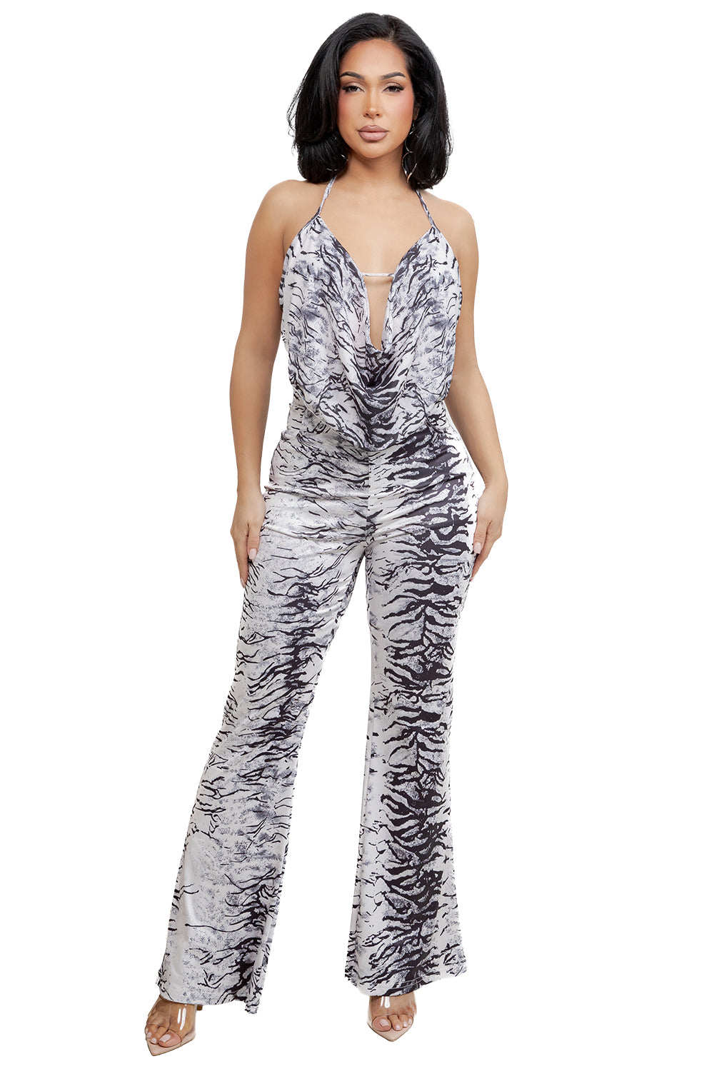 WOMEN FASHION COWL NECK TOP AND PANTS 2PCS SET