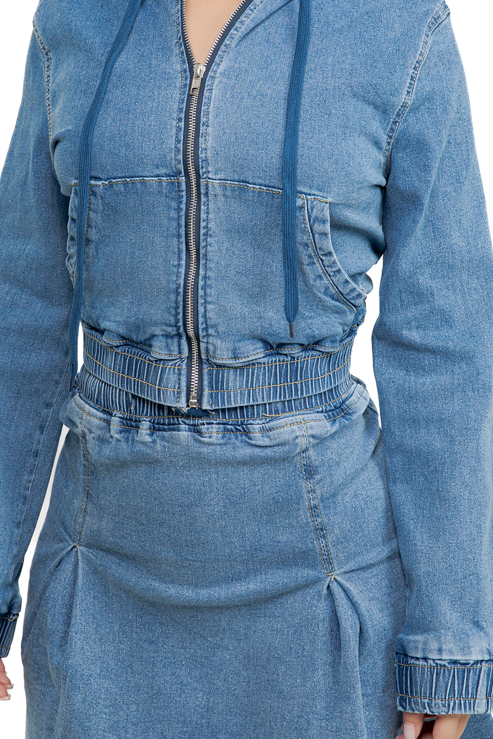 WOMEN FASHION DENIM TWO PIECE SKIRT SET
