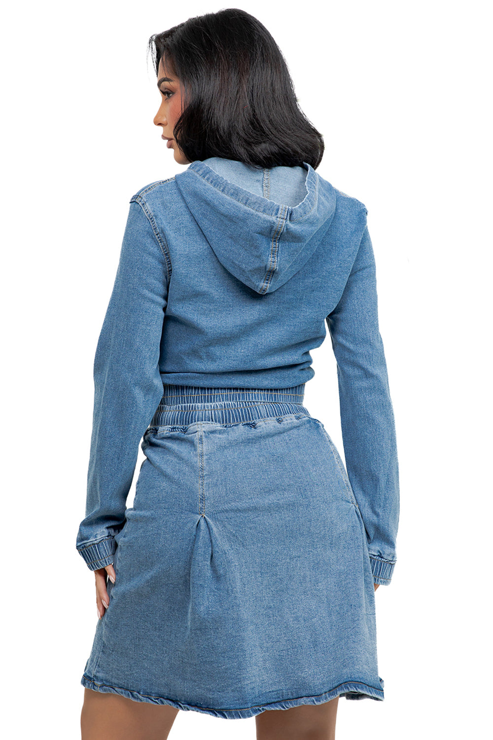 WOMEN FASHION DENIM TWO PIECE SKIRT SET