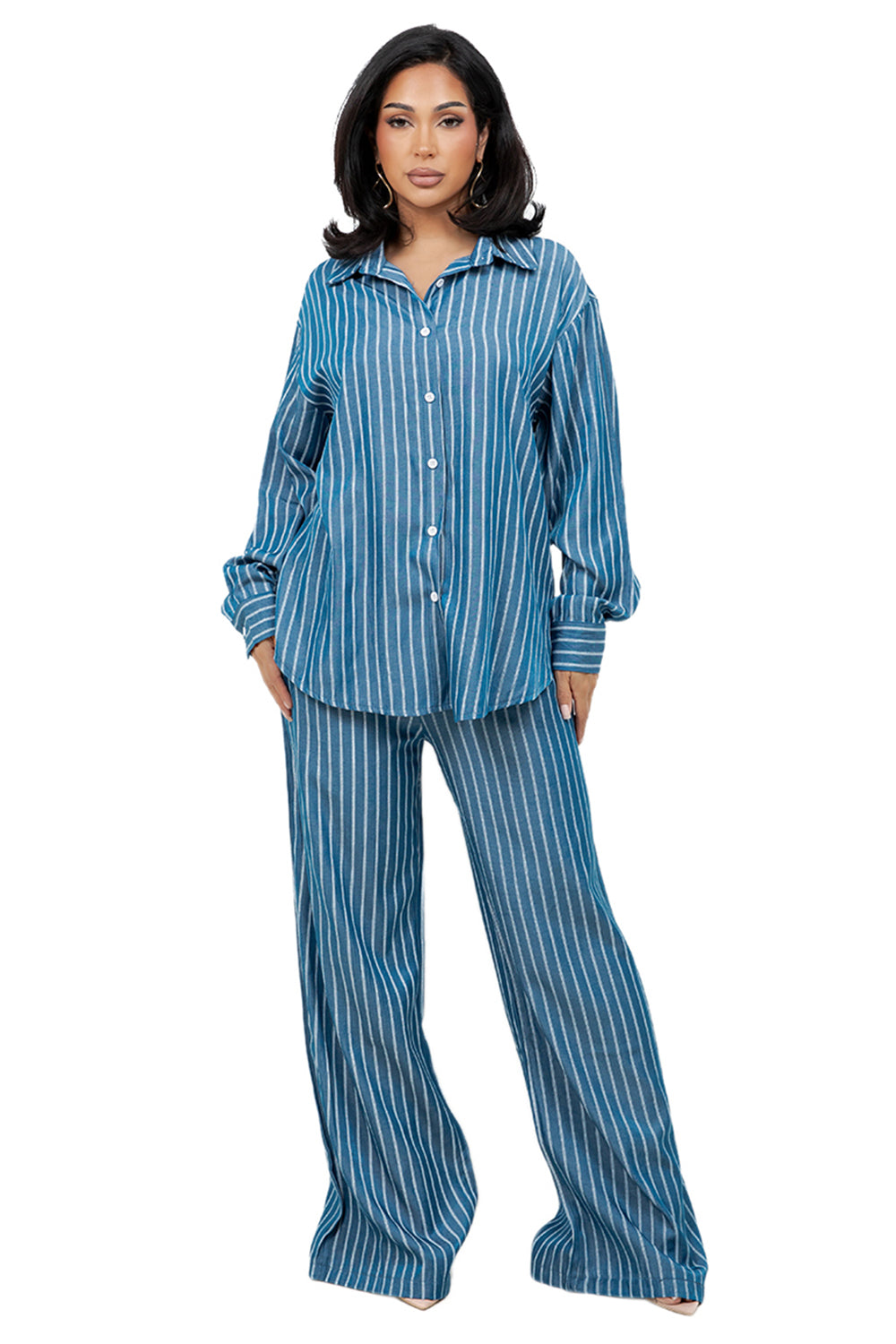 WOMEN FASHION TWO PIECE TOP SHIRT AND PANTS SET