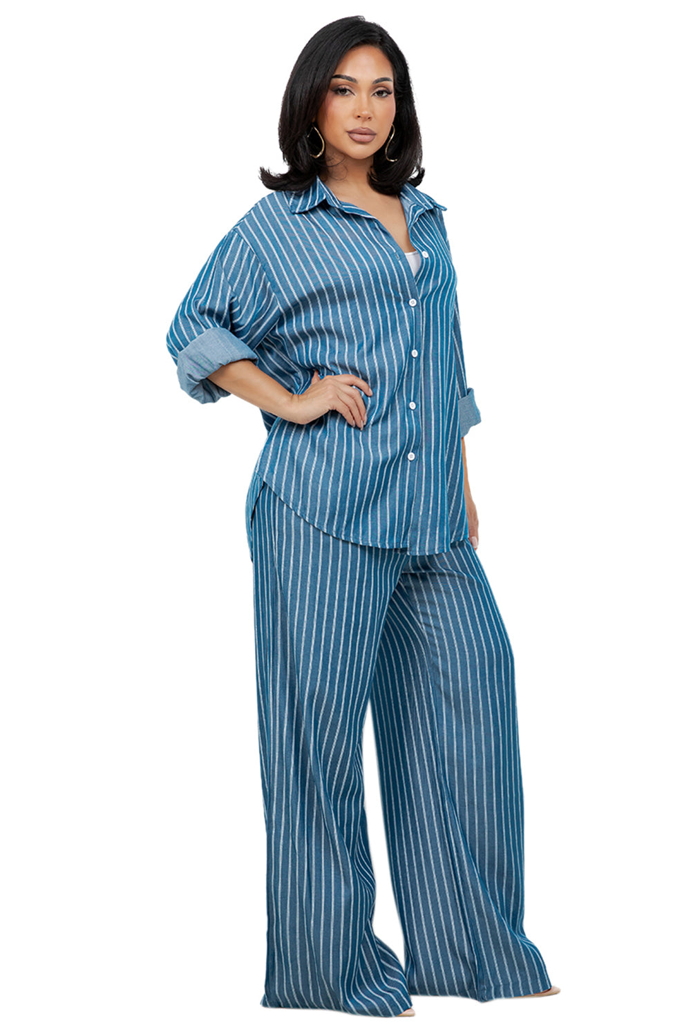 WOMEN FASHION TWO PIECE TOP SHIRT AND PANTS SET