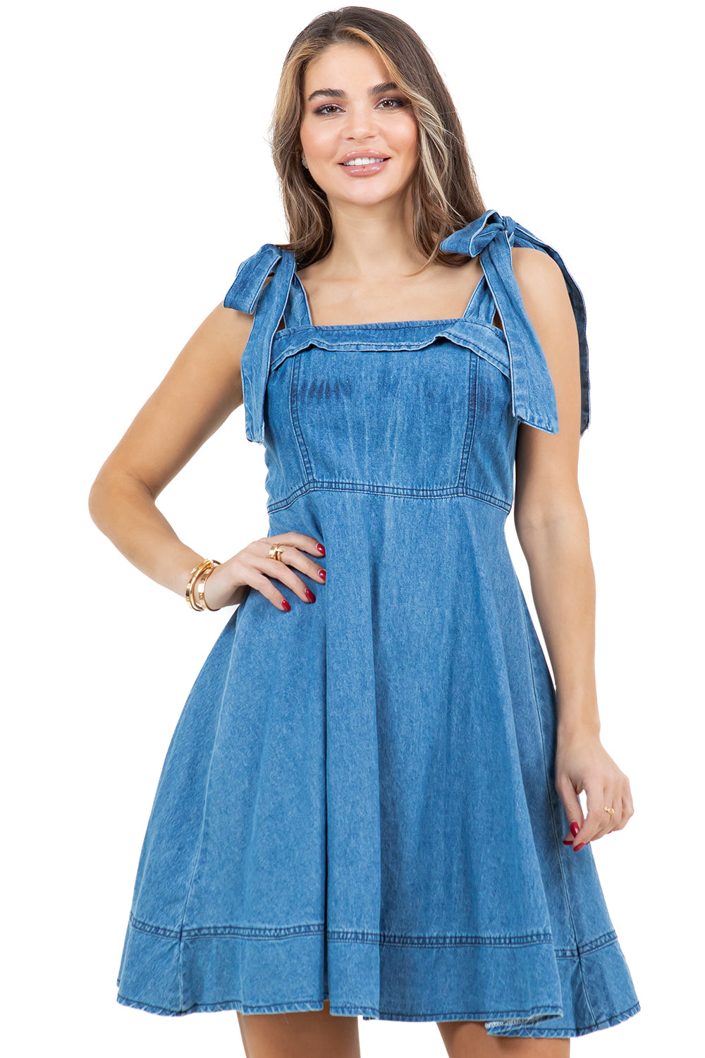 WOMEN FASHION DENIM BABY DOLL DRESS